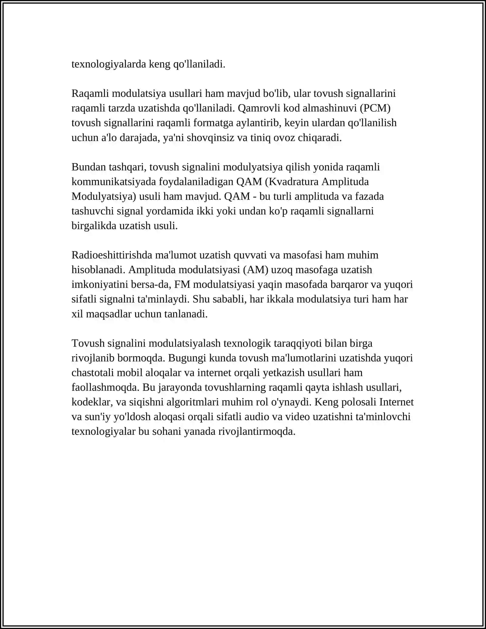 SIGNALLARNI SHOVQINLI TOVUSHCHI YORDAMIDA MODULYATSIYALASH 4