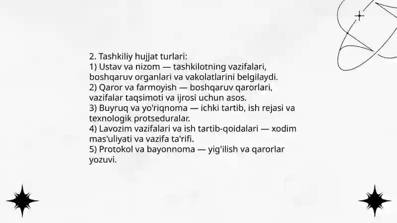 Tashkiliy va farmoyish hujjatlari 4