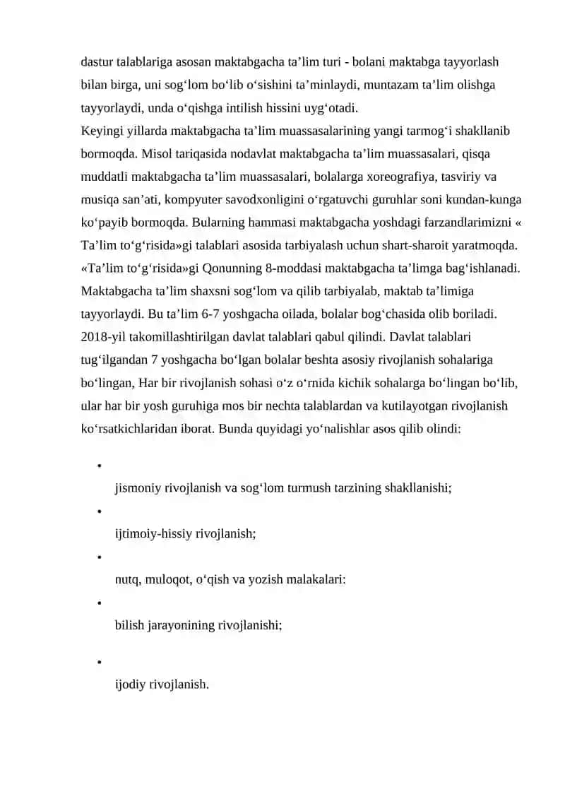 Maktabgacha Ta'lim Tarbiyani Tashkil Etish Fanining Predmeti va Asosiy Vazifalari 4