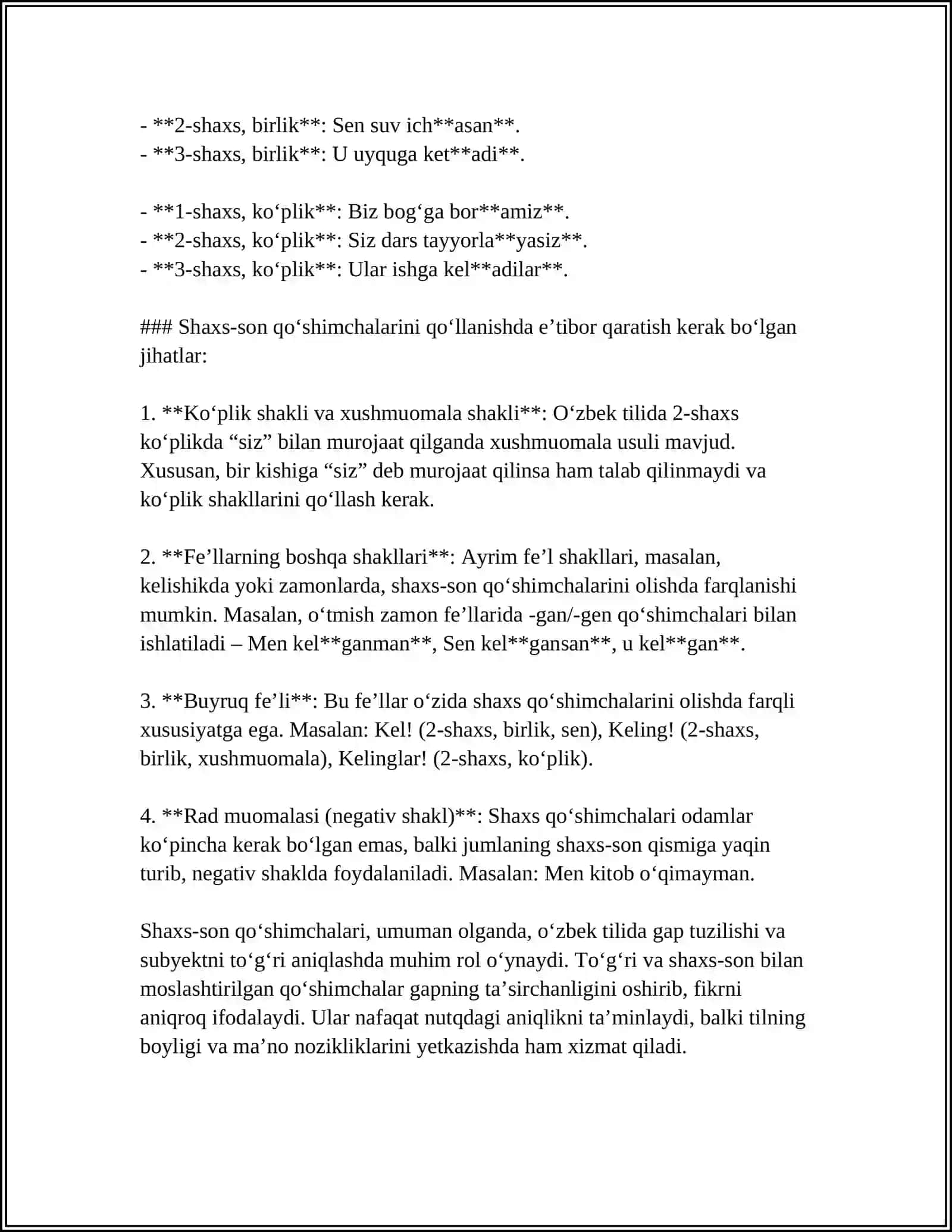 SHAXS-SON QO'SHIMCHALARINING INGLIZ TILI VA O'ZBEK TILIDAGI FARQI VA O'XSHASHLIGI 4