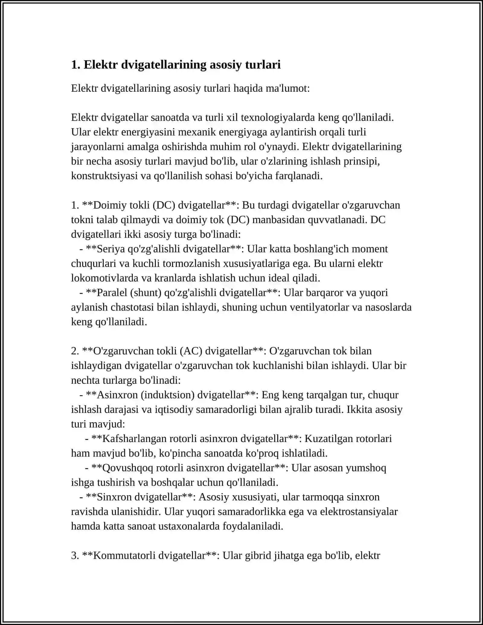 Elektr dvigatellarining asosiy turlari 4