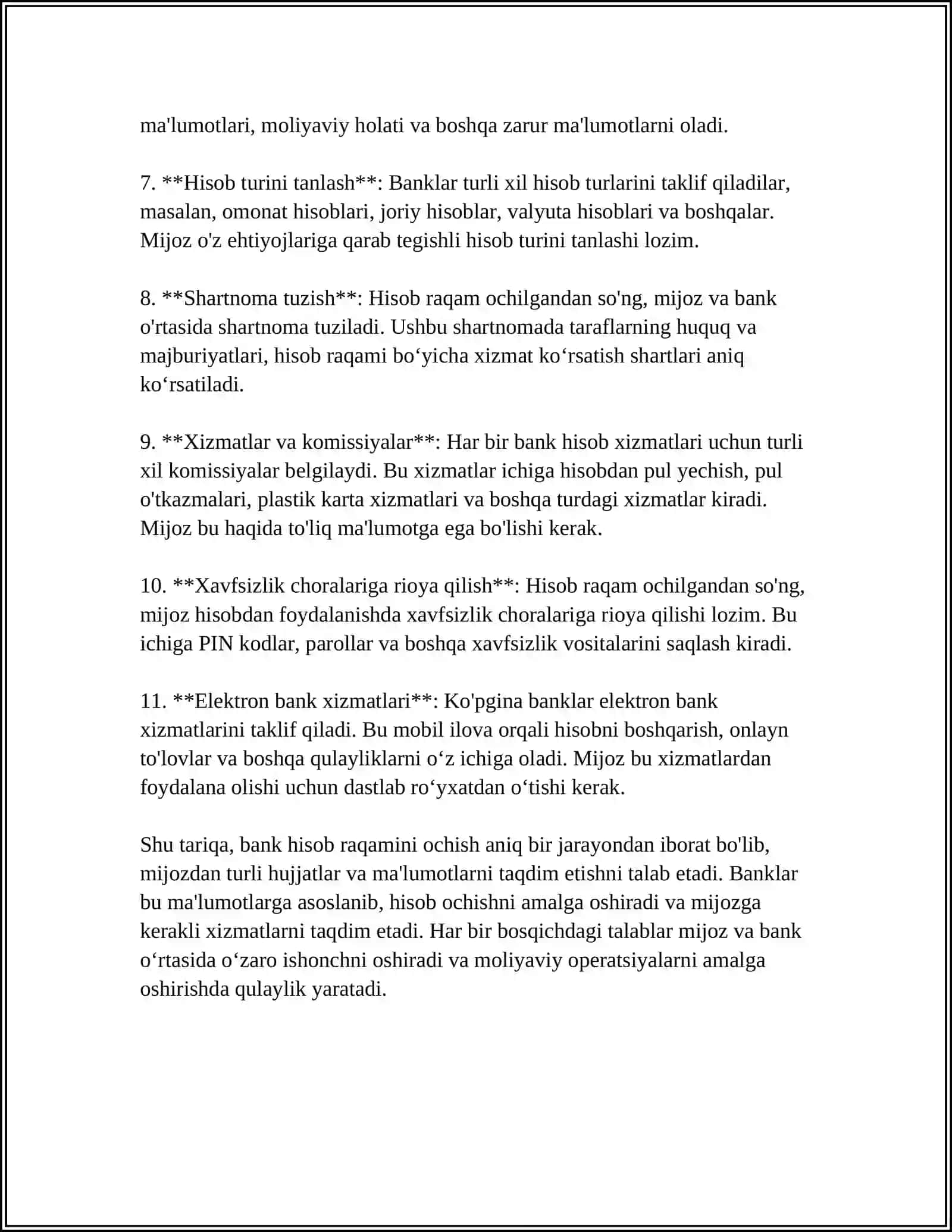 BANKLARDA HISOB RAQAM OCHISH YOPISH VA BOSHQA BANKKA OLIB OʻTISH TARTIBI 4