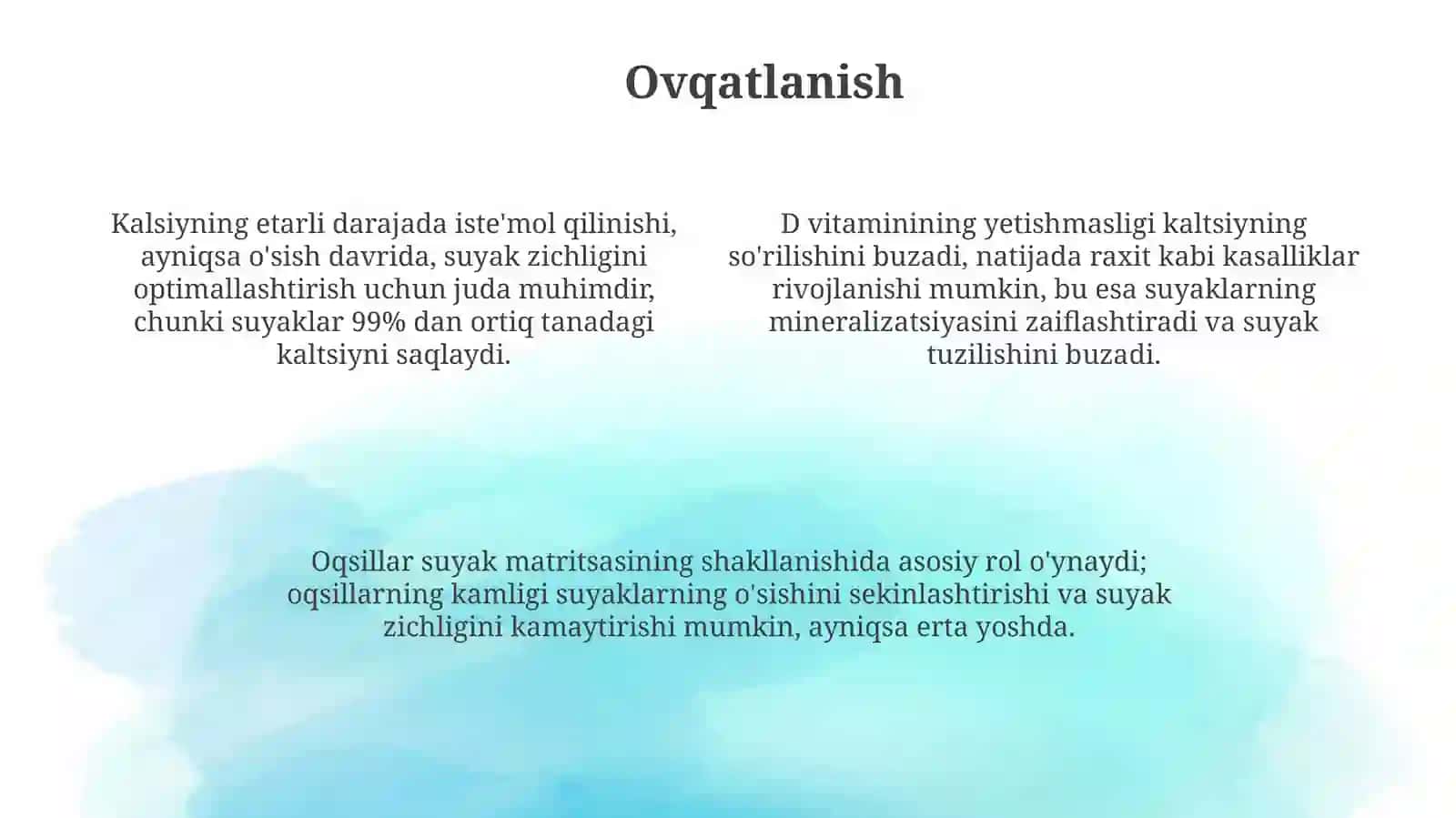 Suyaklarning o'sishi va rivojlanishi gataʼsiretuvchi omillar 4