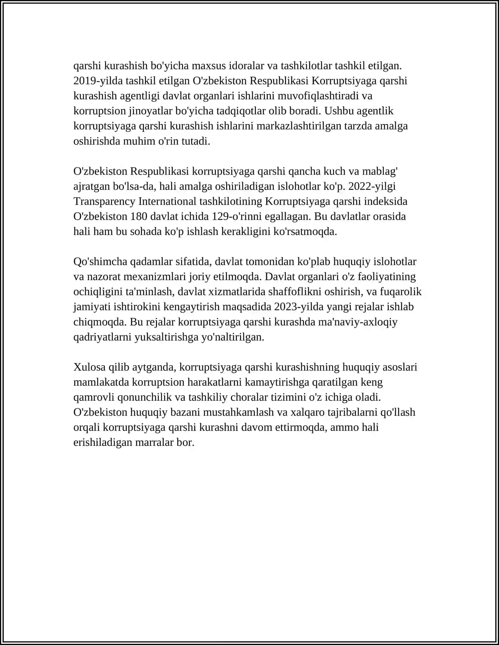 O'ZBEKISTON RESPUBLIKASIDA KORRUPSIYAGA QARSHI KURASHISH AGENTLIGINING VAZIFA VA VAKOLATLARI 4