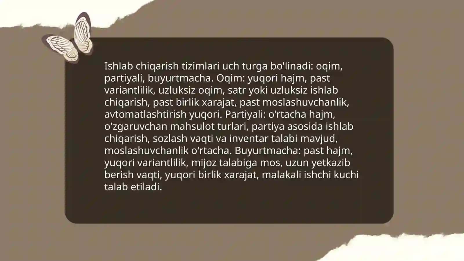 Ishlab chiqarish faoliyati operatsion menejment ob'ektida 4