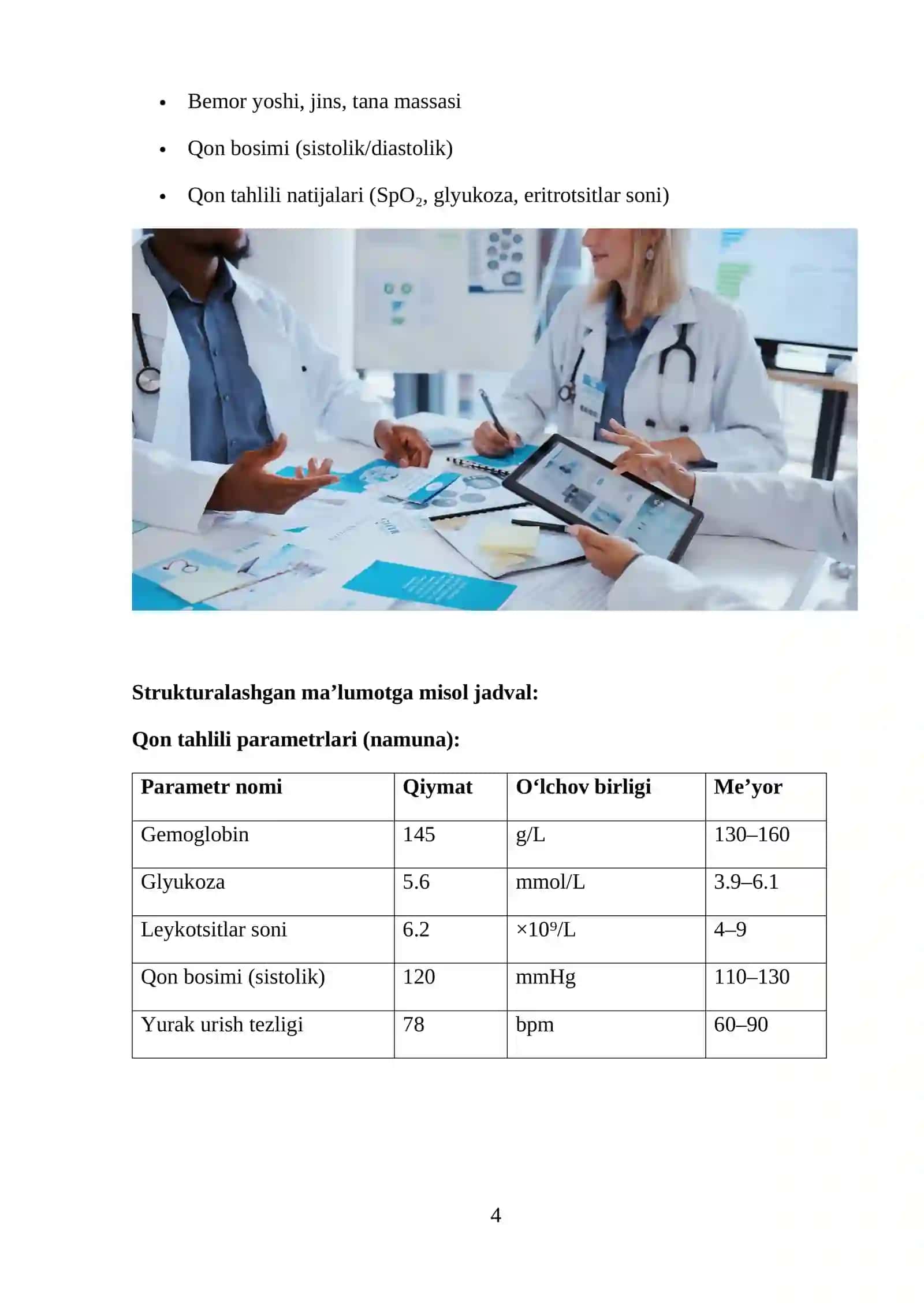 Klinik ma’lumotlarni tahlil qilish va kasalliklarni tashxislash uchun mashinani o‘rganish (Machine Learning) algoritmlarini qo‘llash 4