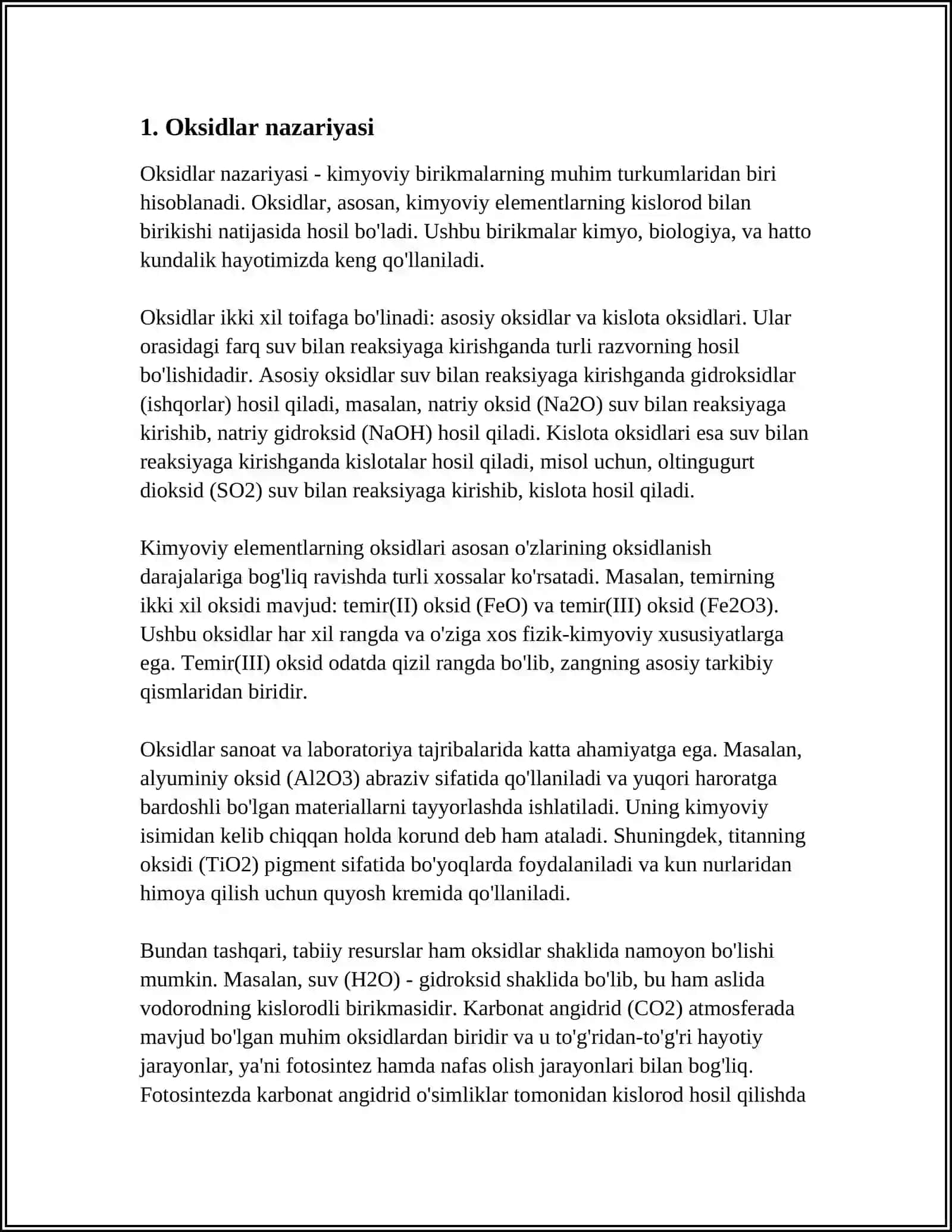 OKSIDLAR NOMLANISHI. OKSIDLARNING GURUHLARI. ASOSLI, KISLOTALI, AMFOTER, BEFARQ OKSIDLAR 4