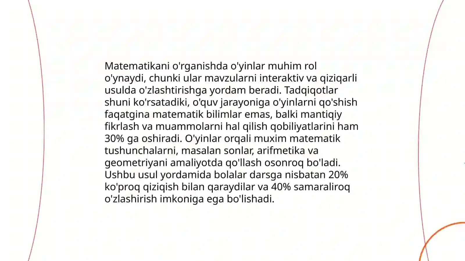 O'yin faolyatlar jarayonida matematik rivojlanishning asosiy vositasi 4