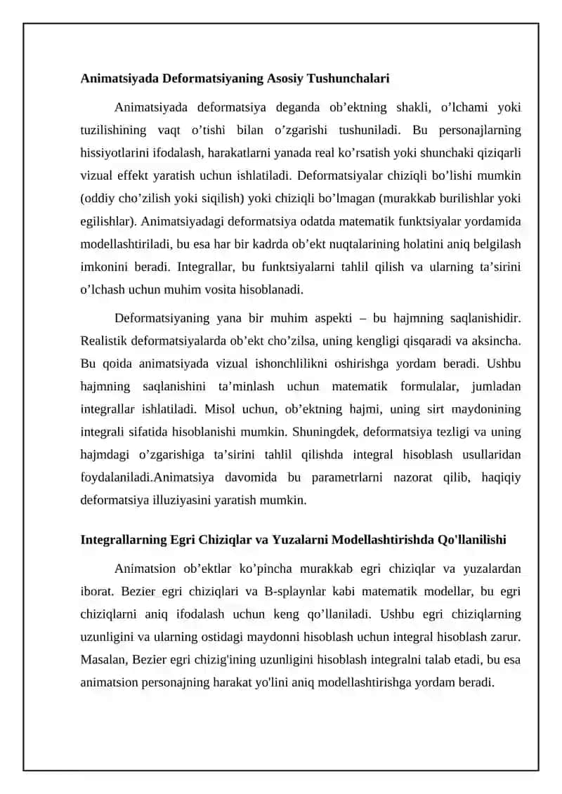 Integral hisoblash va animatsiyadagi deformatsiya asoslari 4