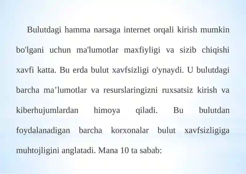 CLOUDDA XAVFSIZLIKNING AHAMIYATI 4