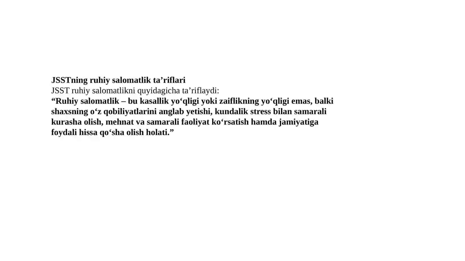 RUHIY SALOMATLIKTUSHUNCHASI,MEZONLARI. RUHLY SALOMATLIK OMILLARI 4