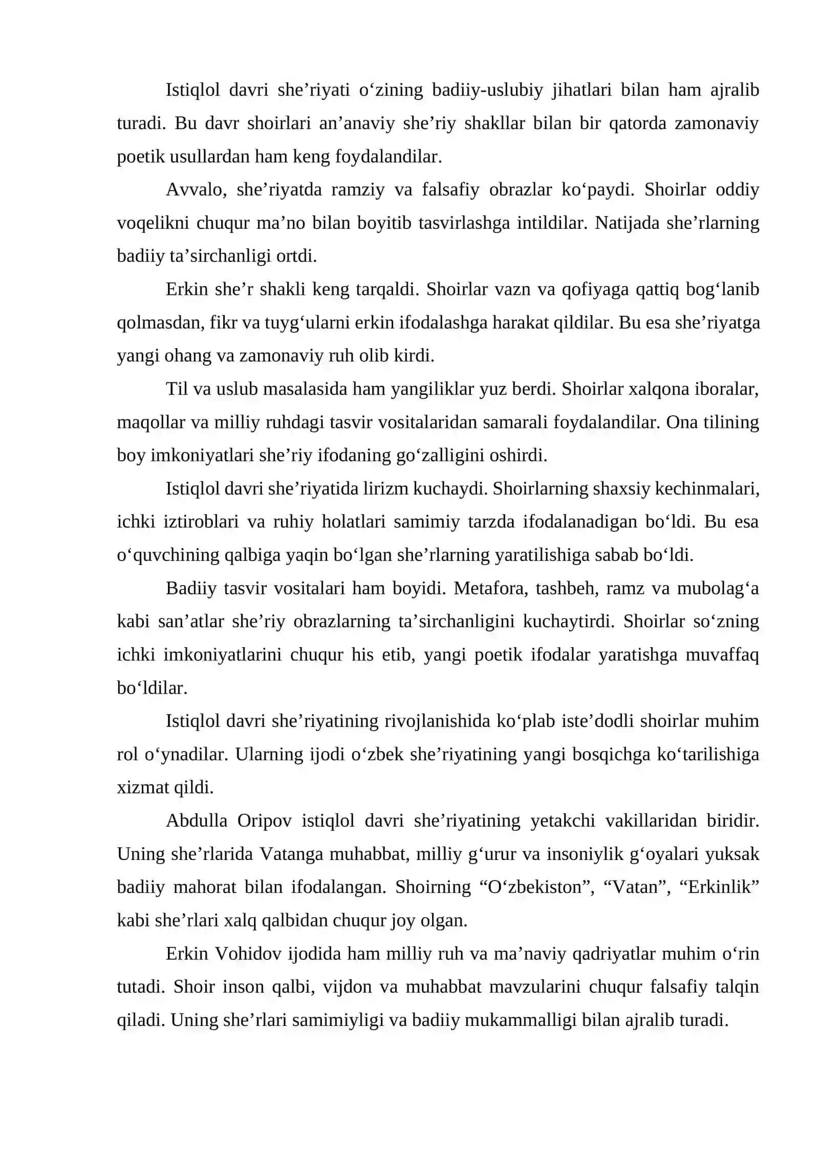 ISTIQLOL SHOIRLAR SHEʼRLAR DAVR TAHLILI 4