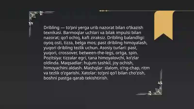 Basketbol oʻyining texnikasining tasnifi 4