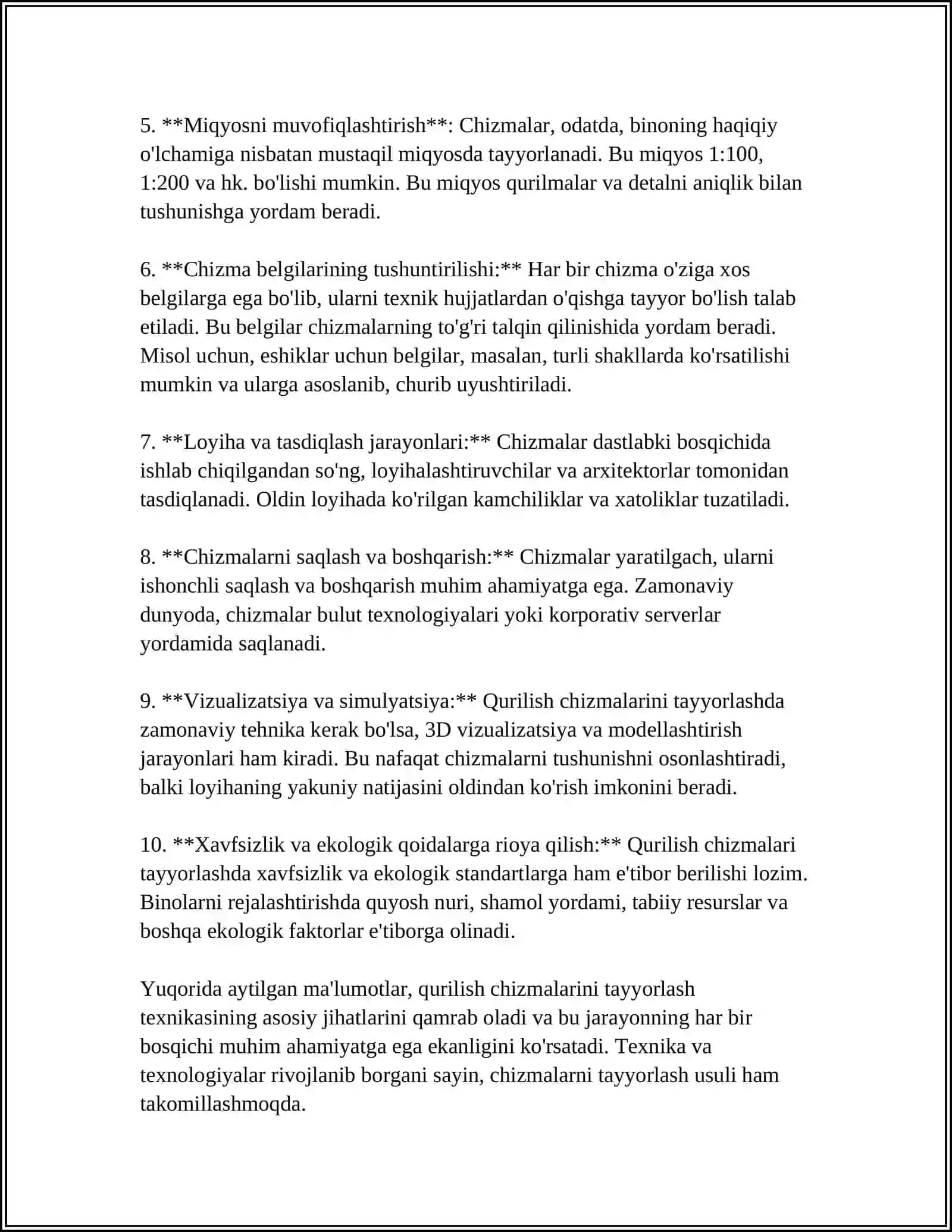 Qurilish chizmalarini tayyorlash texnikasi 4