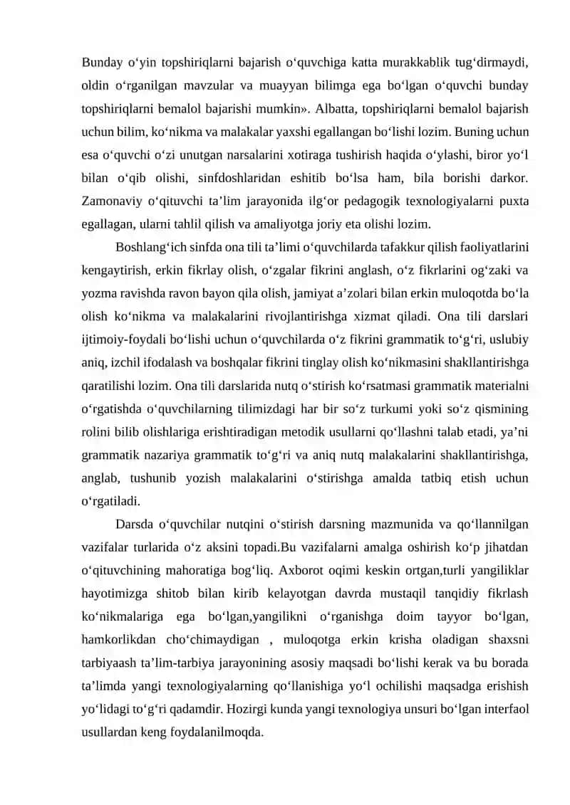 Boshlang'ich sinflarda so'z turkumlarini o'rgatish metodikasi 4