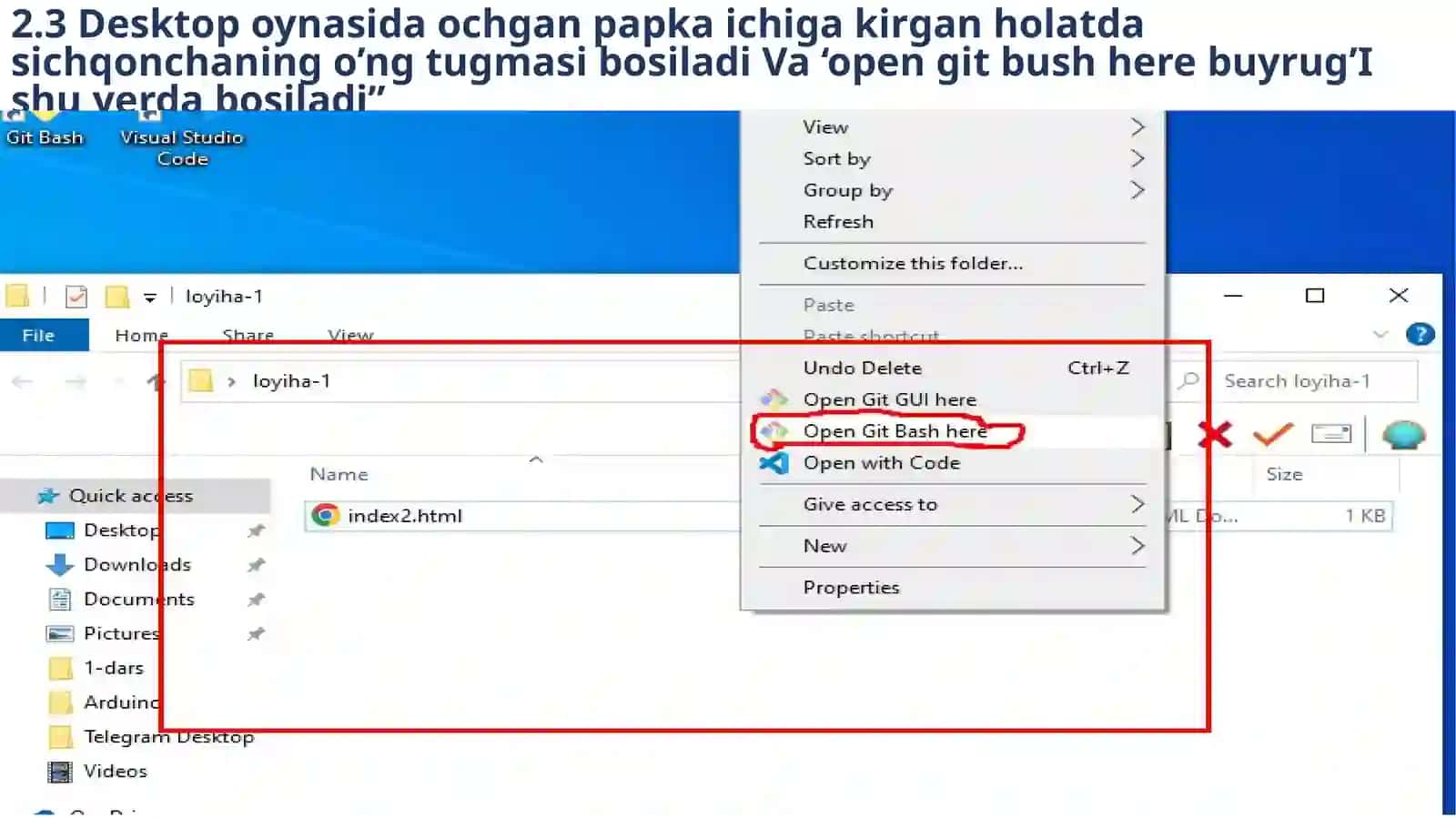 Git dasturiy ordamidagi GitHub platformasiga ma'lumot yuklash 4