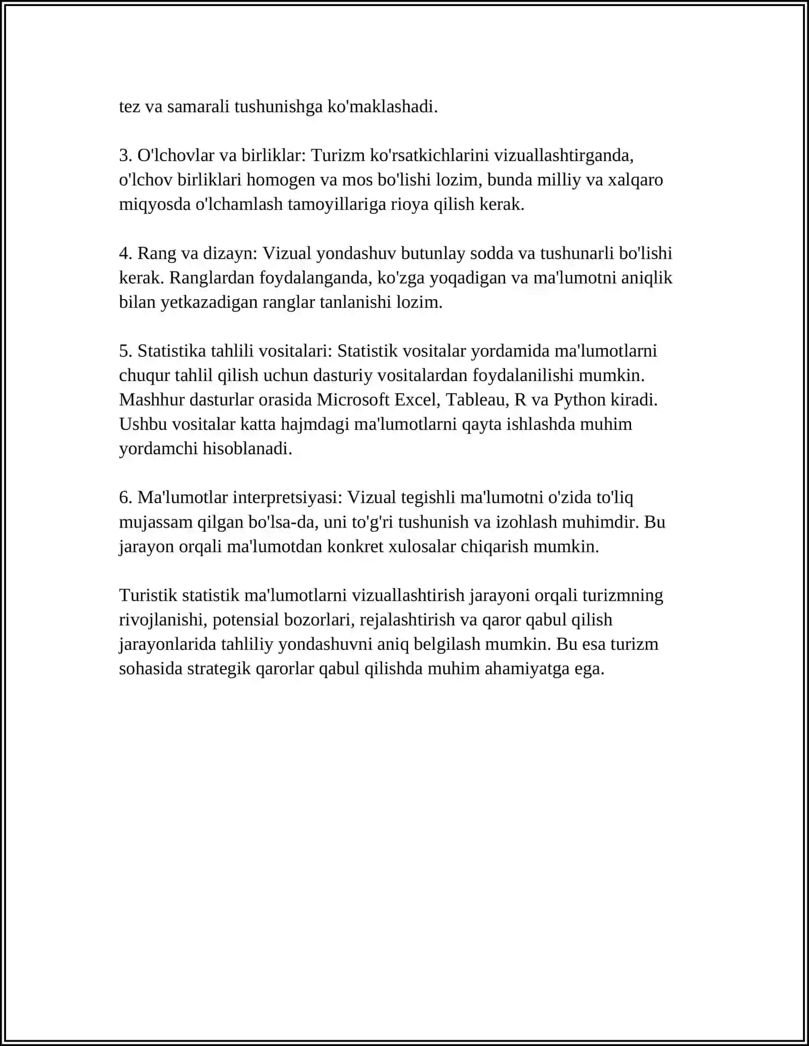 TURISTIK STATISTIK MA'LUMOTLARNI VIZUALLASHTIRISH 4