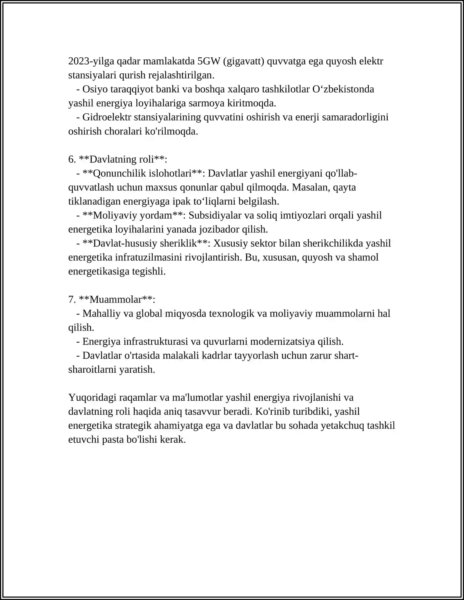 “YASHIL ENERGETIKA”NI DAVLAT TOMONIDAN QO‘LLAB - QUVVATLASHNING XORIJ TAJRIBASI 4