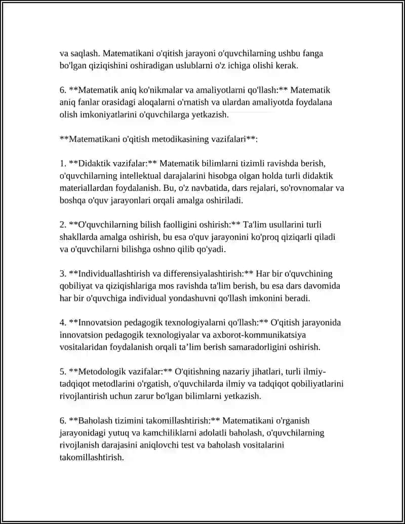 MATEMATIKA O'QITISH METODIKASI FANI TUZILISHINI O'ZIGA XOS XUSUSIYATLARI 4