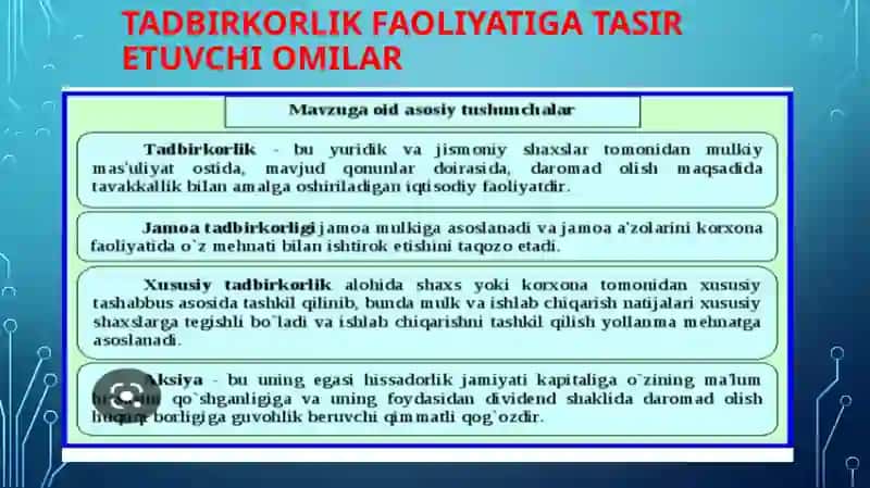 TADBIRKORLIK FAOLIYATI VA TADBIRKORLIK KOPITALI 4