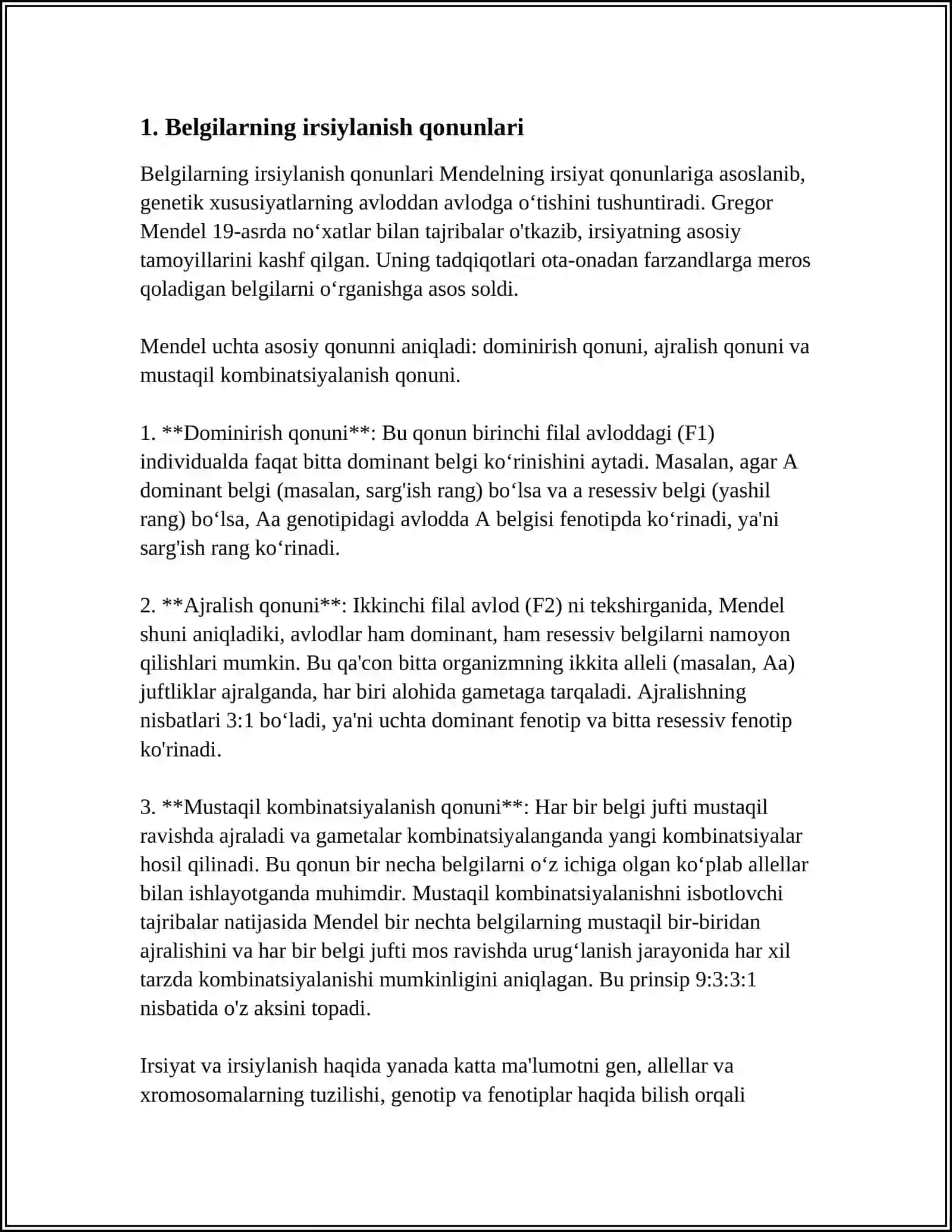 BELGILARNING IRSIYLANISH QONUNLARI 4