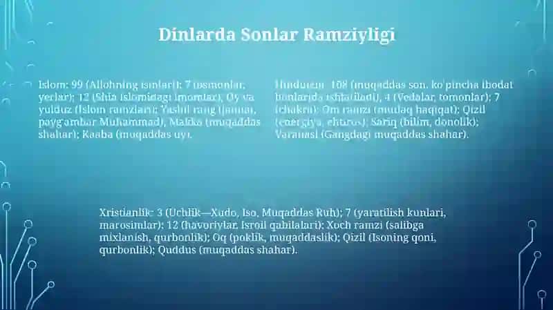 Ranglar va raqamlarning ramziy ma'nolari 4