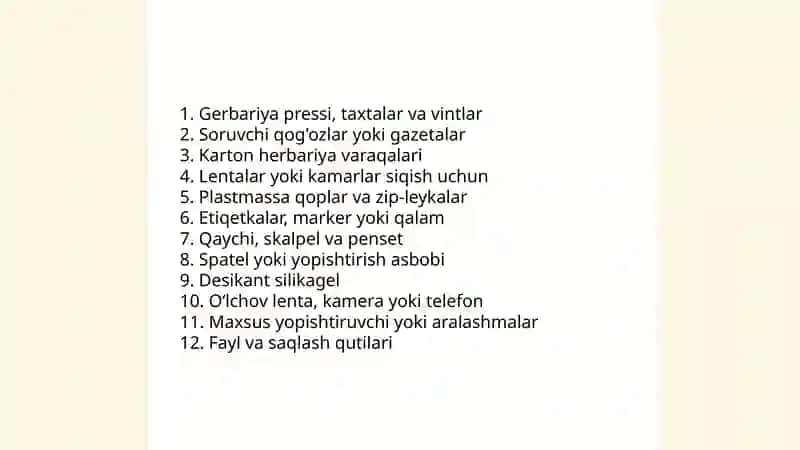 Gerbariy tayyorlàsh va tayyorlash usullari haqida ma'lumot 4