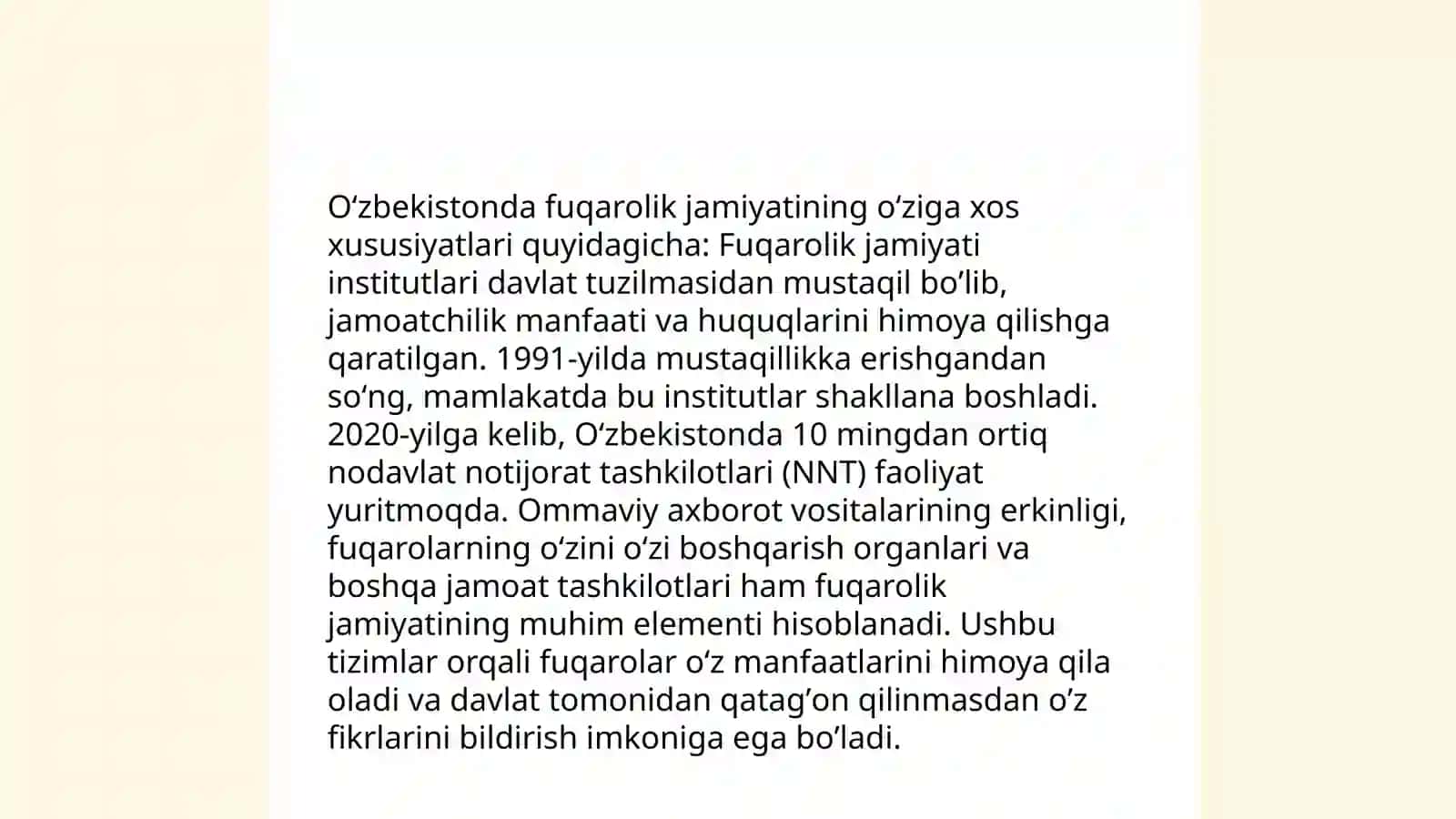 Oʻzbekistonda demokratik fuqarolik jamiyati asoslarining shakllanishi va amalga oshitilgan siyosiy islohotlar 4
