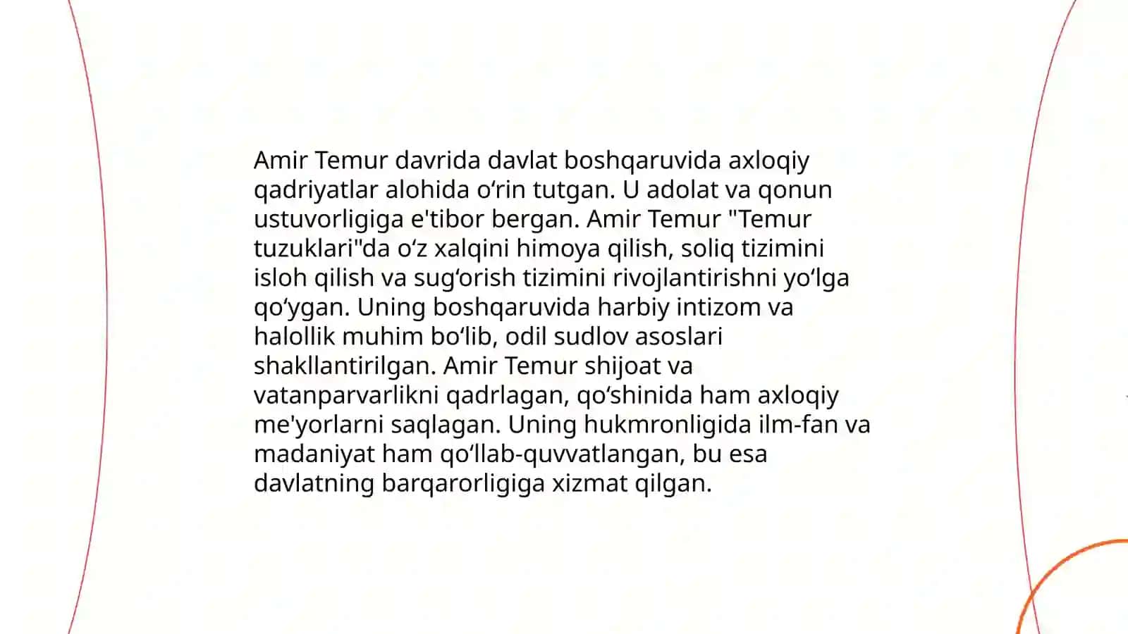 Amir Temurning ma'naviy-ma'rifiy yuksalishdagi roli 4