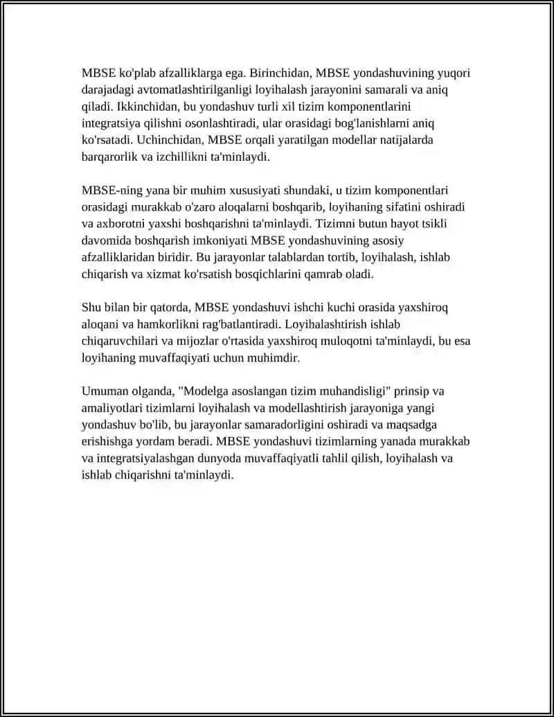 Modelga asoslangan tizim muhandisligi (MBSE) 4