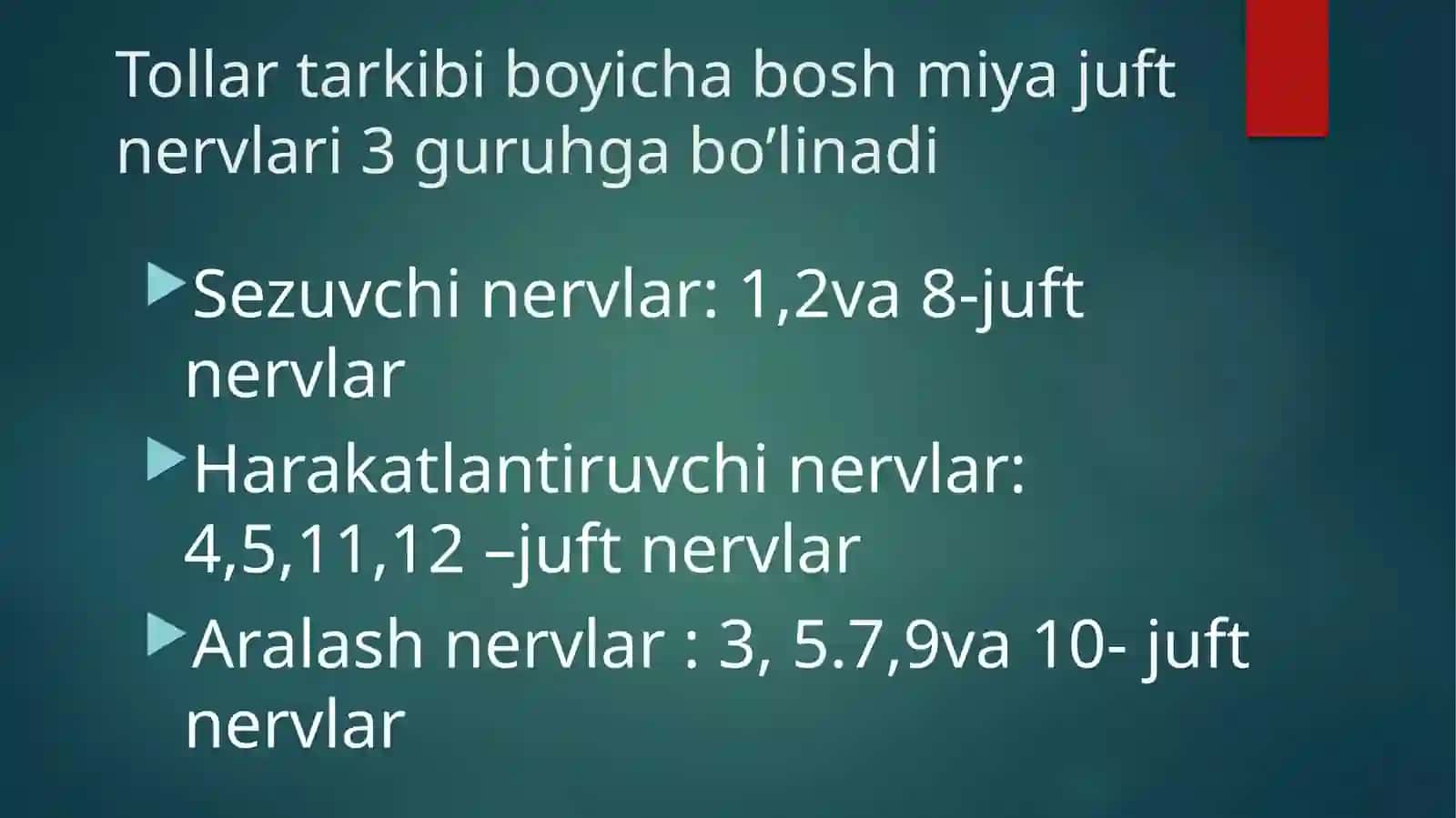 Bosh miya 12 juft nervlari Nervi craniales Anatomical 4