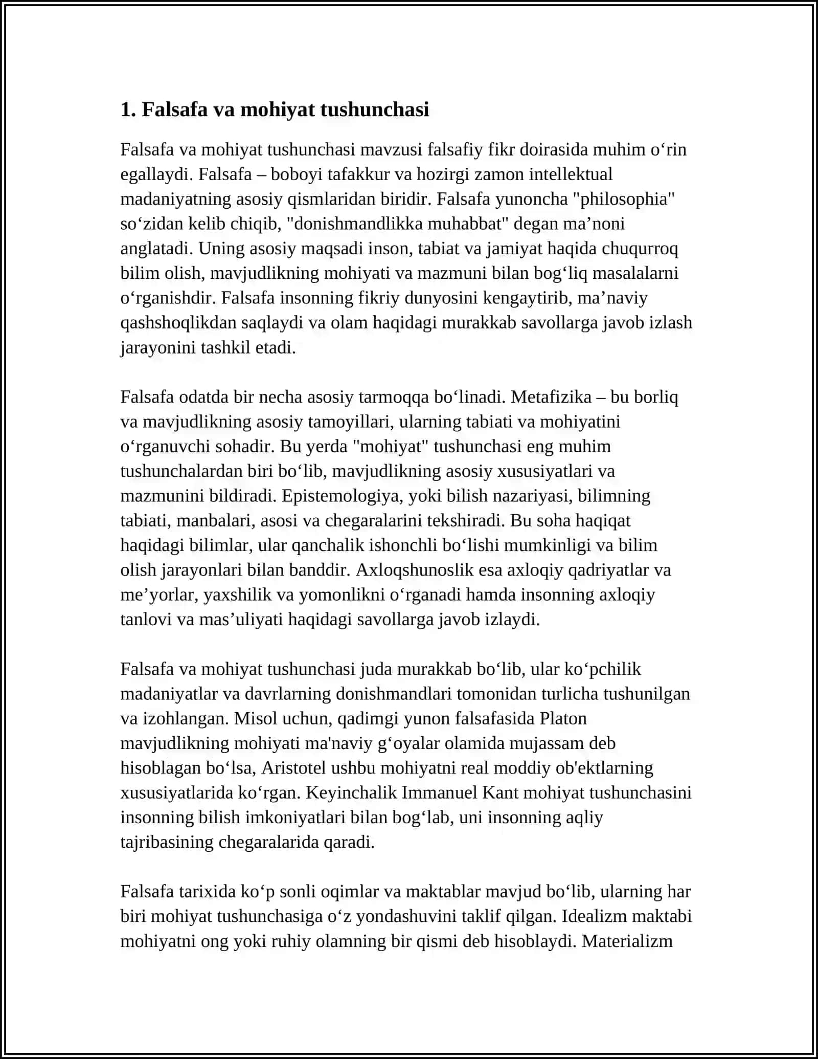 FALSAFANING MOHIYATIGA OID SHARQ VA G'ARB MUTAFAKKIRLARI TA'RIFLARINI TASNIFLASH VA ULAR BO'YICHA PREZENTATSIYA TAYYORLASH 4