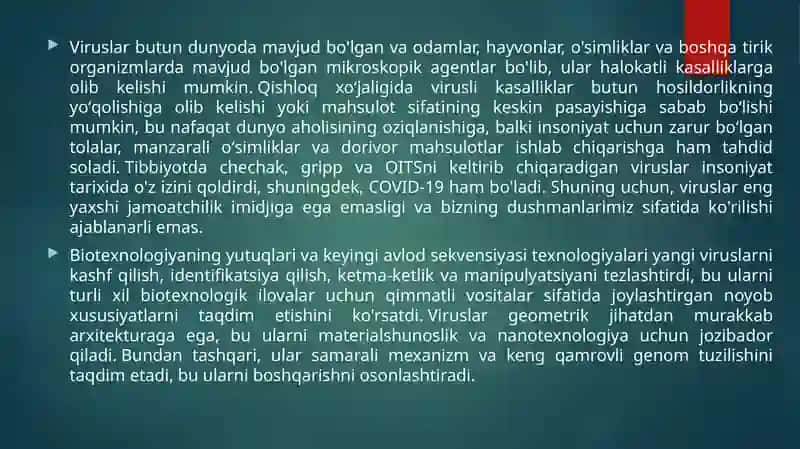 VIRUSOLOGIYA FANIDAN TAYYORLAGAN MUSTAQIL TA’LIM ISHI 4