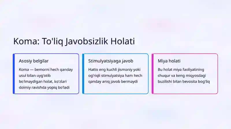 Ong Buzilishlari: Stupor va Koma 4