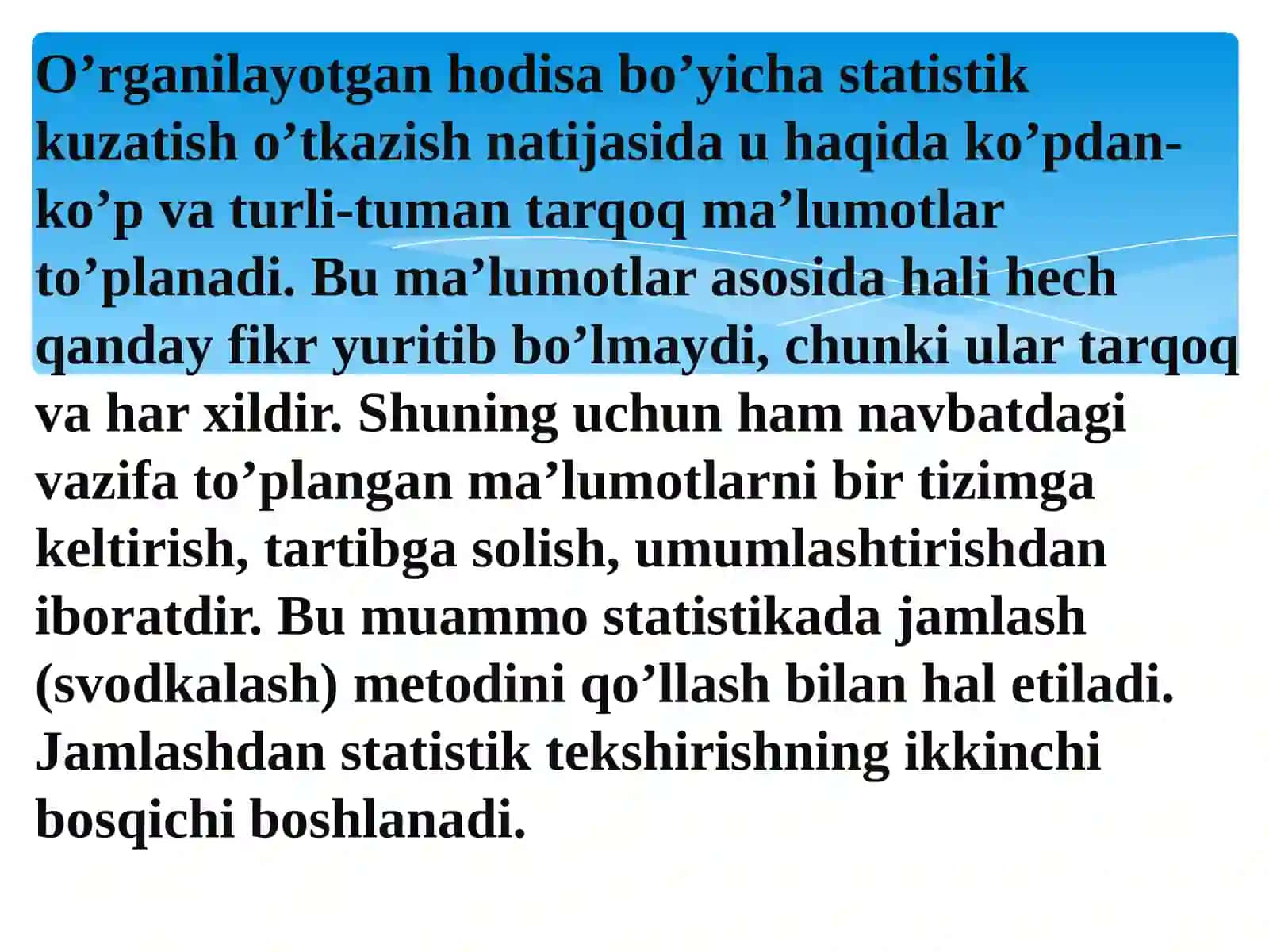 Statistik lash va jamlash 4