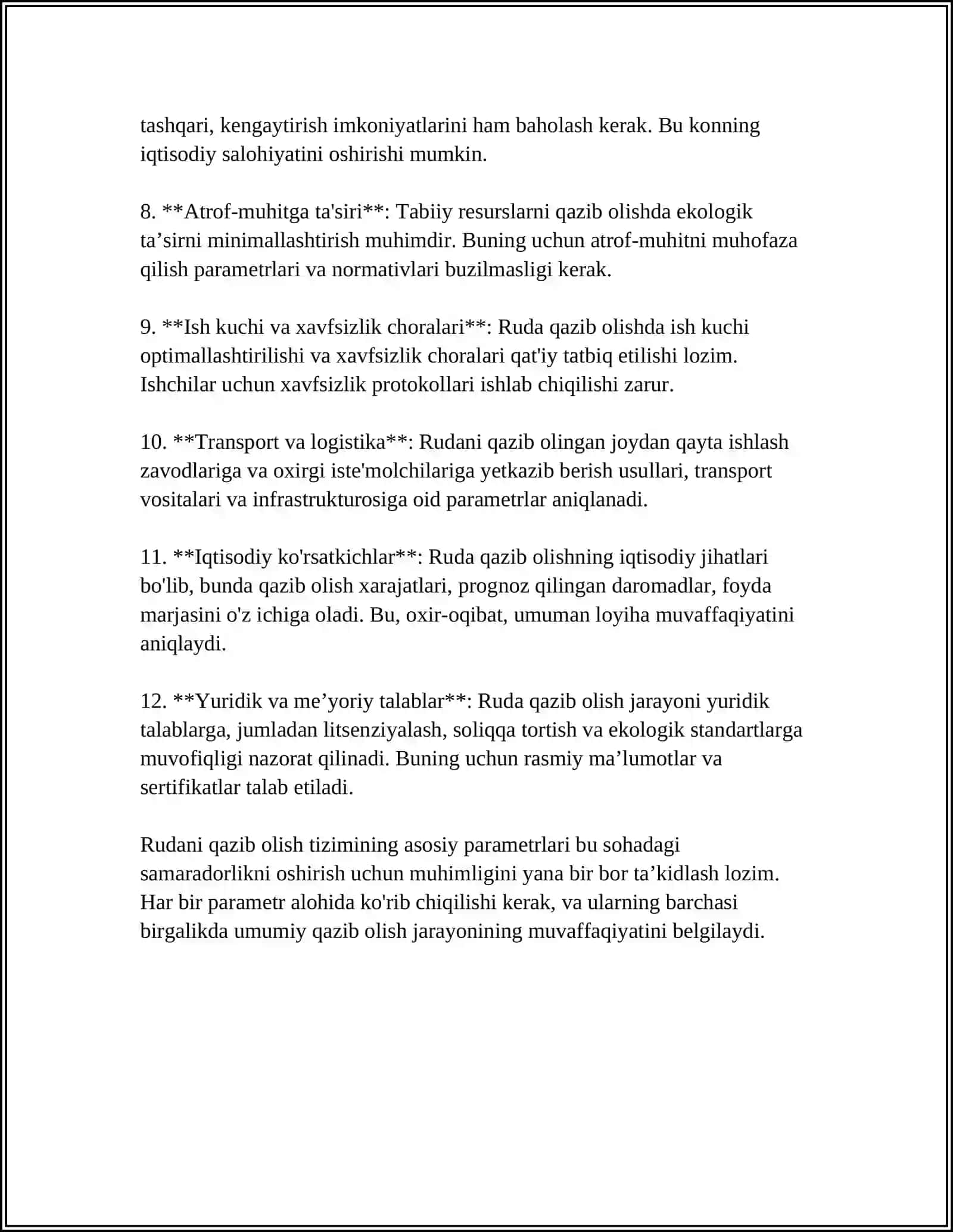 RUDANI MAGAZINLAB QAZIB OLISH TIZIMI PARAMETRLARINI HISOBLASH 4
