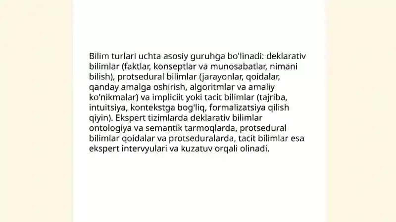 Bilim, bilim ombori va ekspert tizimlari 4