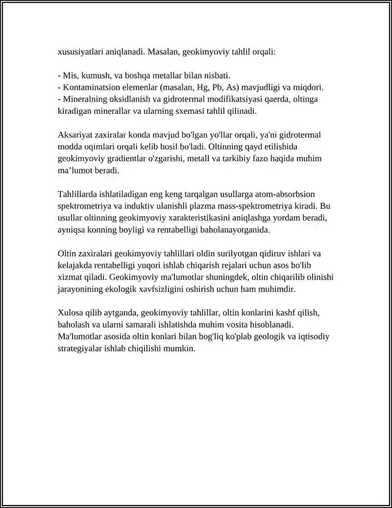 MUSTAQIL ISH Mavzu: OLTIN GEOKIMYOSI 4