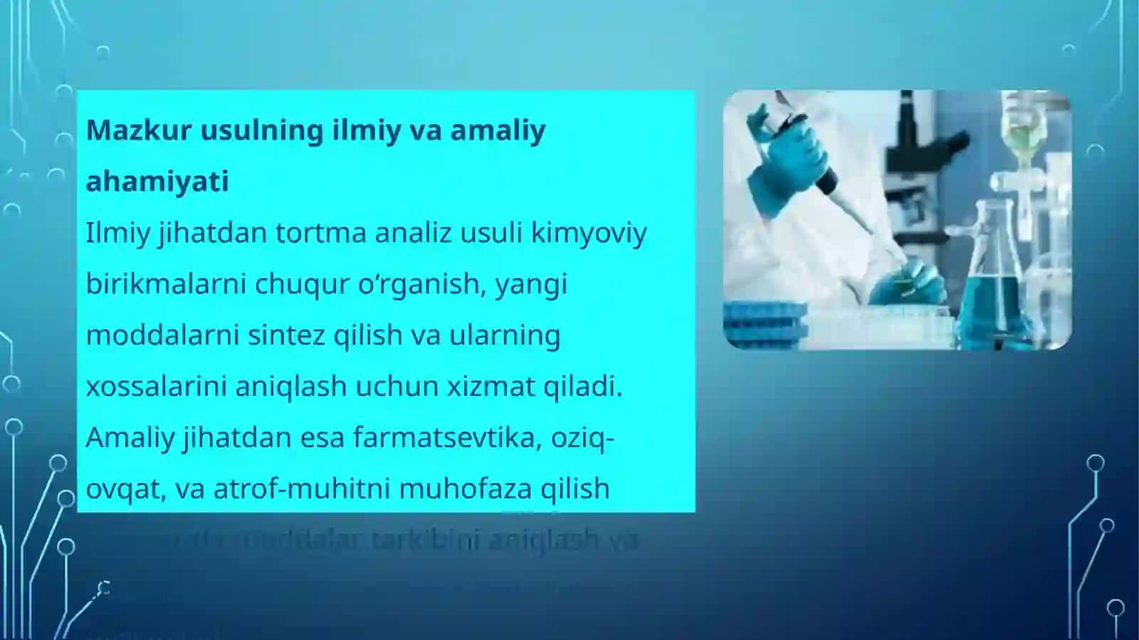 Tortma analiz xaydash usuli bo‘yicha analiz qilish yo‘li 4