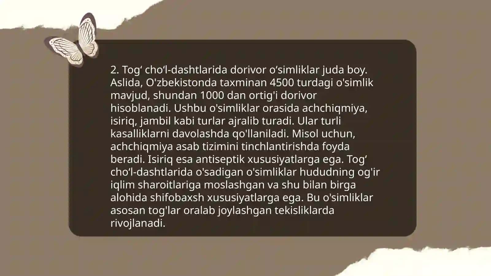 Oʻzbekistonning togʼ choʼl dashtlarida oʻsadigan oʻsimliklar 4