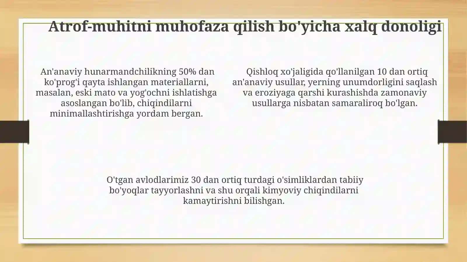 Atrofmuhitni tozalashda ajdodlarimiz merosidan foydalanishning amaliy usullari 4