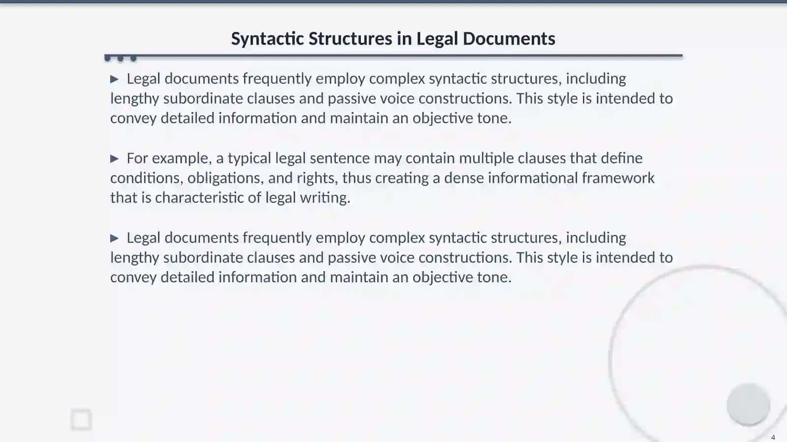 Grammatik javobgarlik xususiyatlari: Huquqiy ingliz tilining stilistikasi va tuzilmasi 4