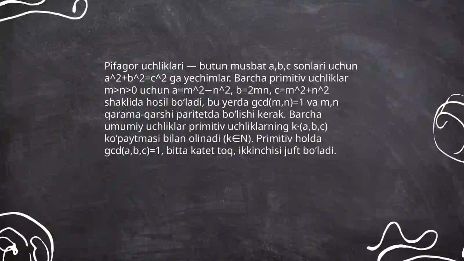Pifagor teoremasi va uning sonlar nazariyasi bilan bogʻliqligi 4