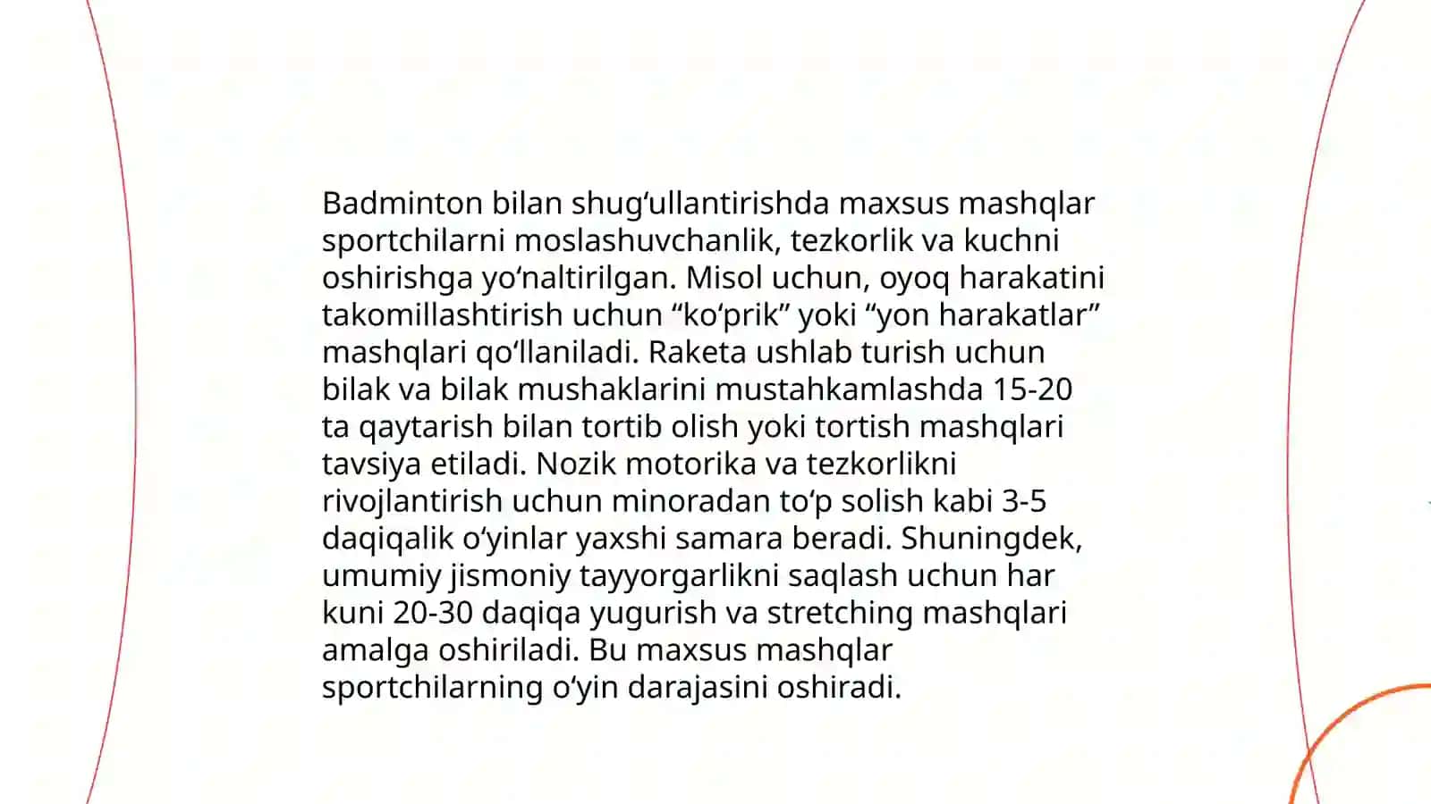 Badminton o'quv rejasi 4