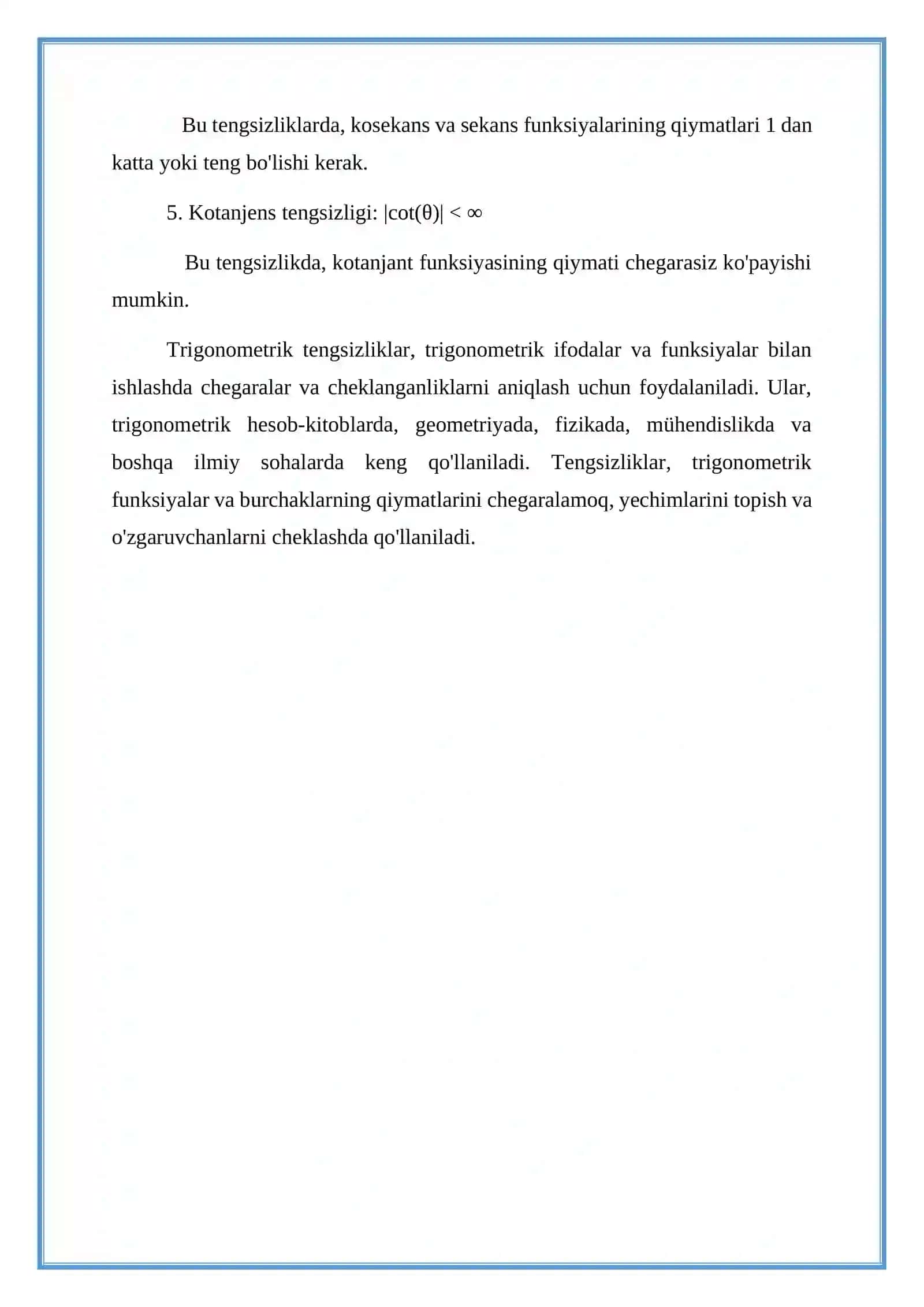 Trigonometrik tengsizliklarni isbotlash 4