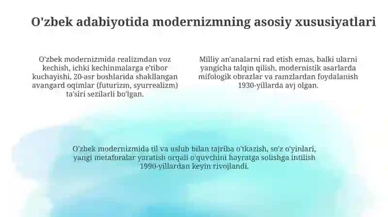 Modernizm va o'zbek adabiyoti 4