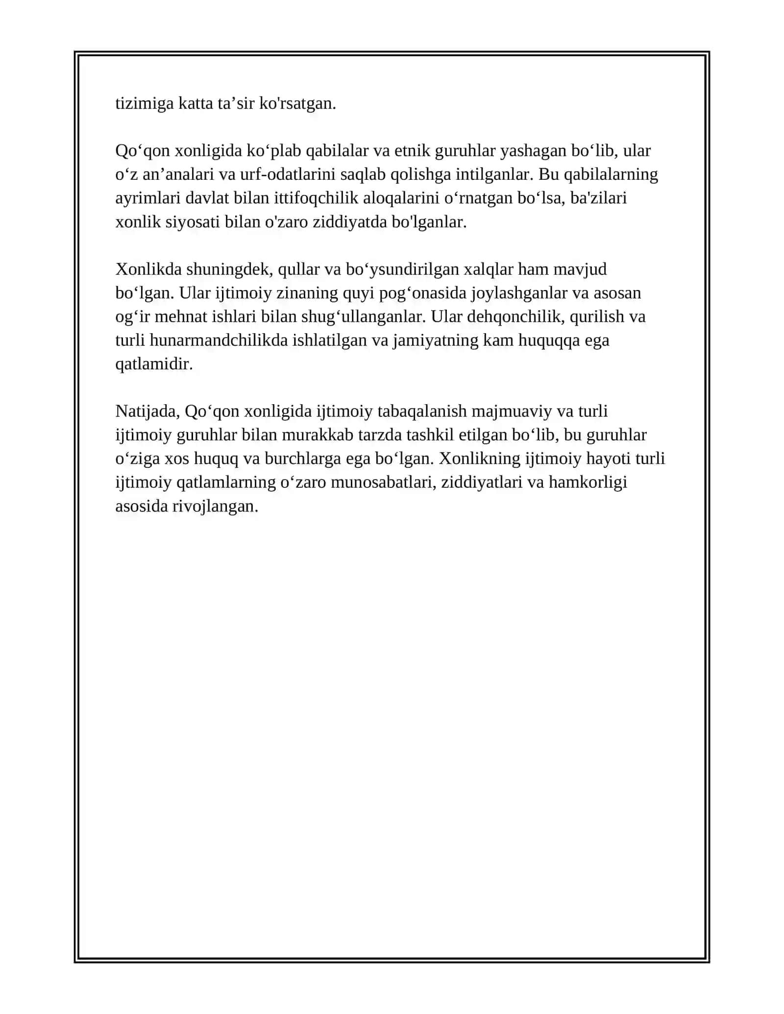 QOʻQON XONLIGIDA IJTIMOIY - IQTISODIY HAYOT 4