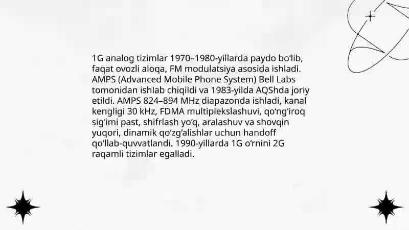 Sotali aloqa tarmoqlarining 1G dan 5G ga rivojlanishi 4