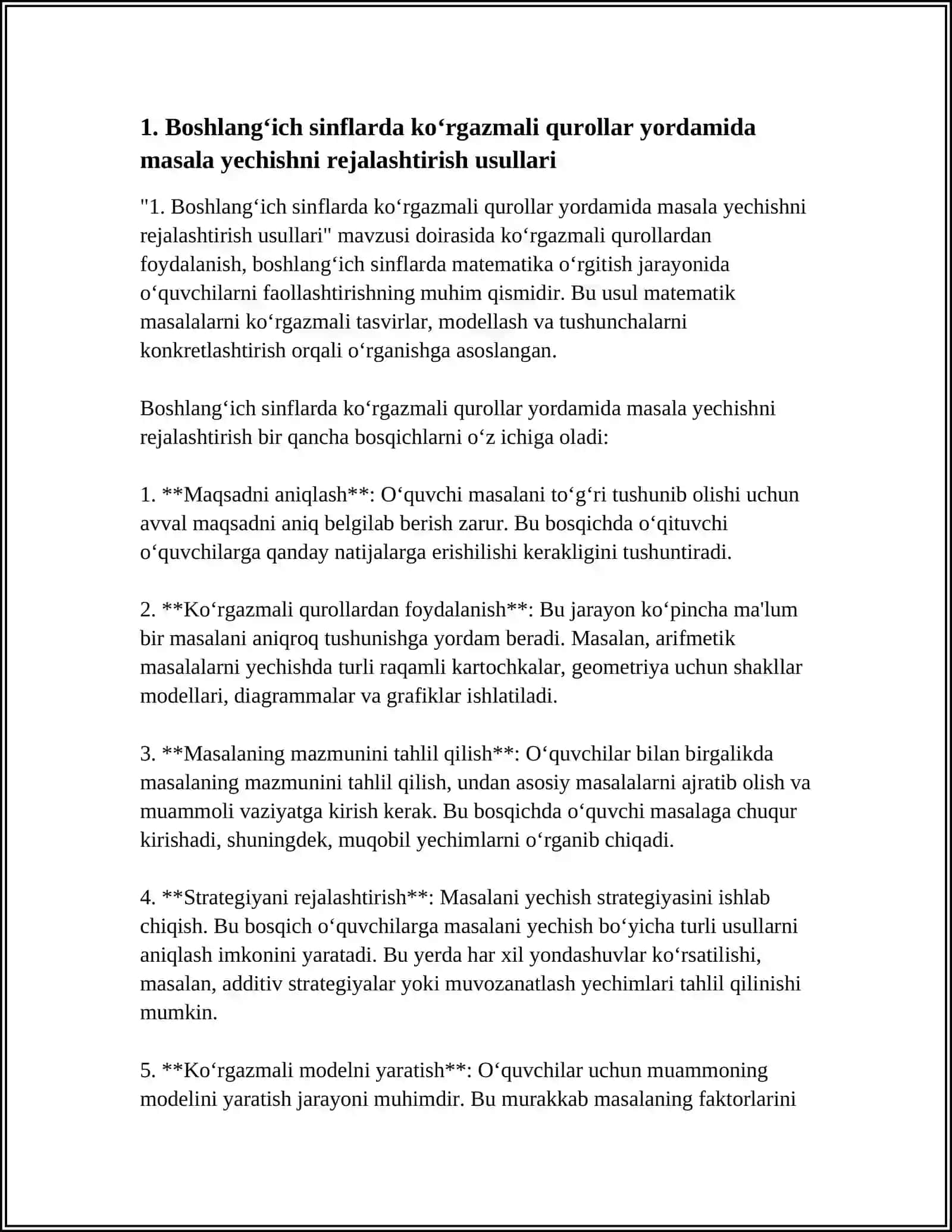 MASALA YECHISH MAVZUSI BO'YICHA KO'RGAZMALI QUROLLARDAN FOYDALANISH 4