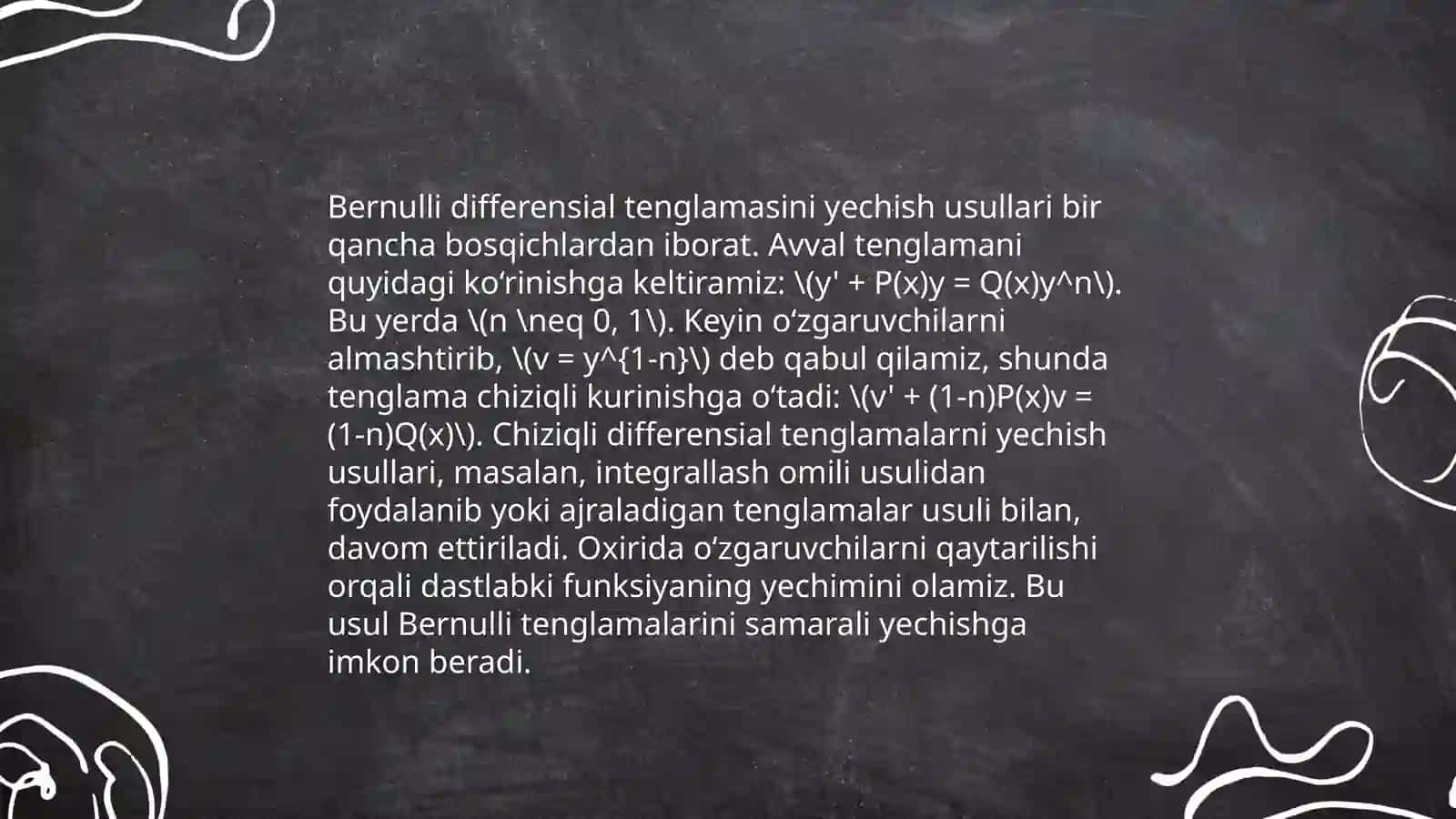 Bernulli diferensial tenglamasi va Nyuton sovush qonuni 4